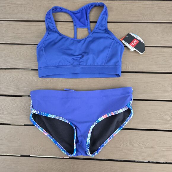 TYR Solid Royal Reilly Racerbacktop & Matching Hipkini Sz S New Sample - Picture 1 of 3